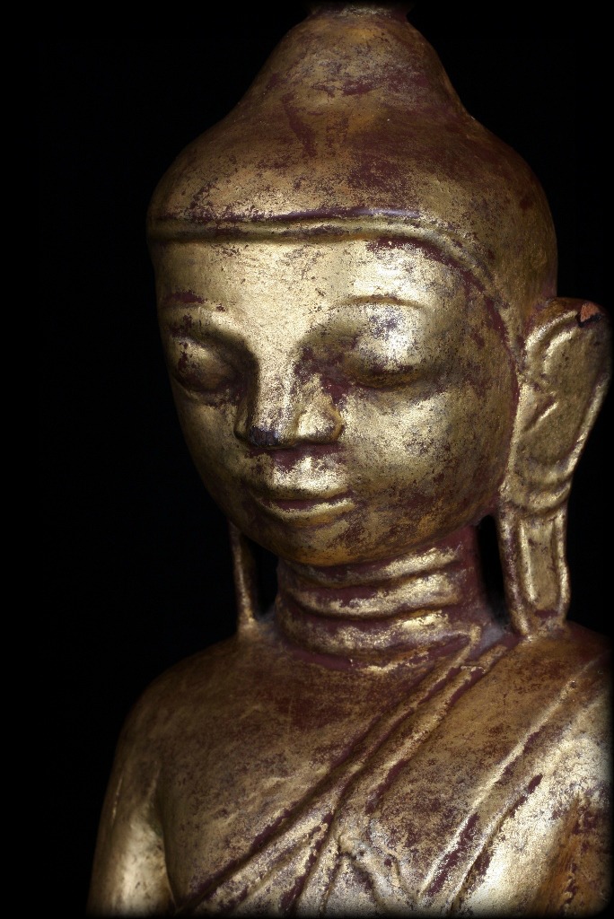 Extremely Rare 19C Wood Burma Madalay Buddha #A038